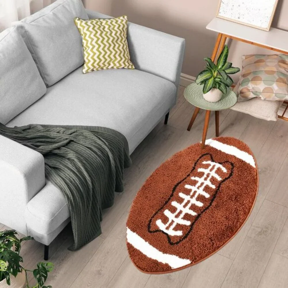 New 32 x 20In Football Rug, Non-Slip Microfiber Aesthetic for Entry & Home Decor